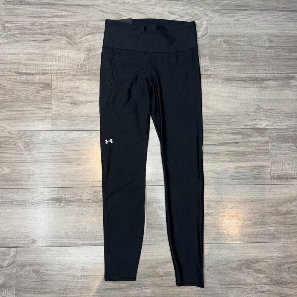 UNDER ARMOUR Womens Leggings Sz MEDIUM Full Length BLACK Compression Heat Gear